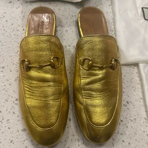 gucci shoe princeton slides 39 gold in box